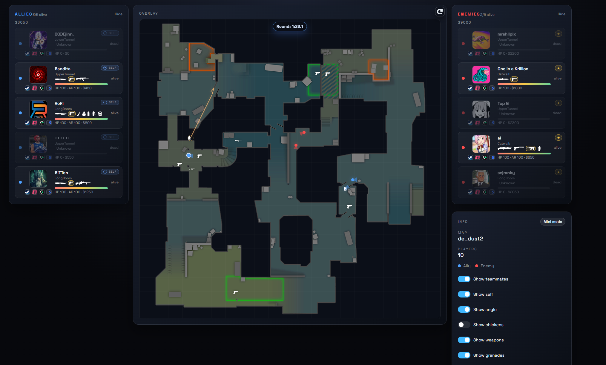 Grenade Trajectory Webradar
